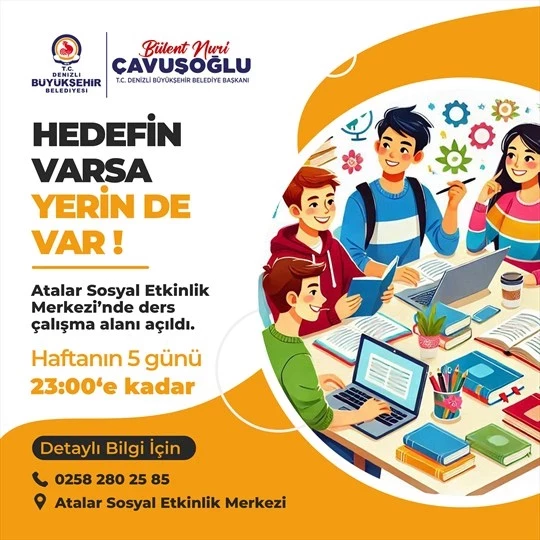Denizli Büyükşehir’den gençlere yeni ders çalışma alanı